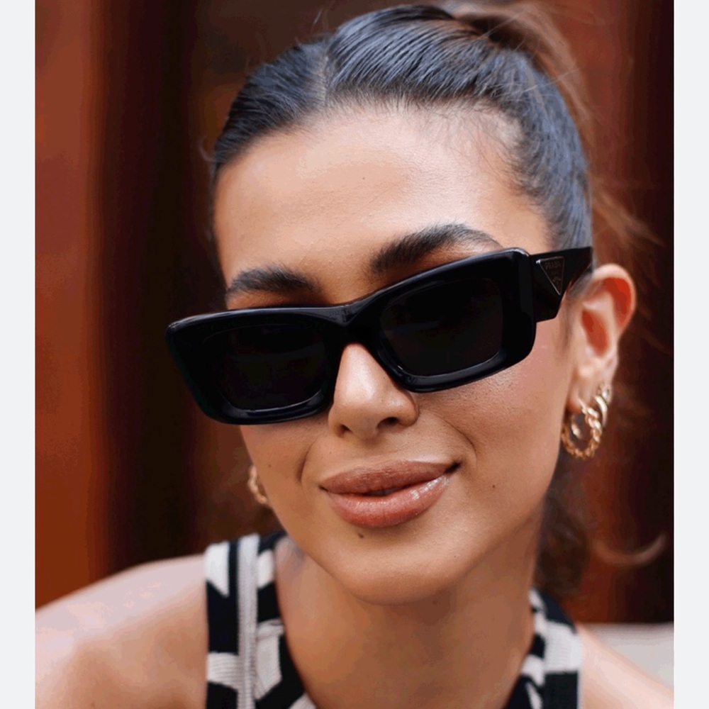 Prada Black Rectangular Cat-Eye Sunglasses for Women